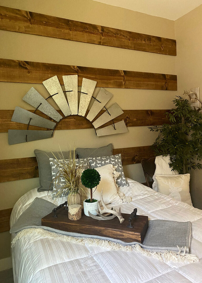 A simple and quick accent wall that is pretty and unique.